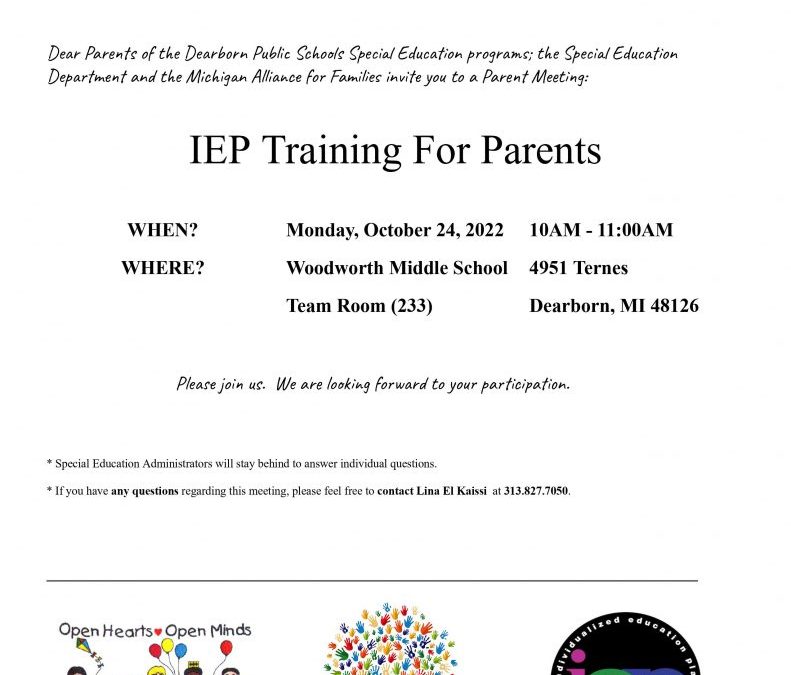 Special Education Parent Meeting: 10/24 @ 10AM