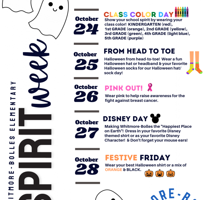 Spirit Week: 10/24 – 10/28!